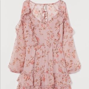 Pink/floral back-laced mini dress